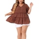 thumbnail image 1 of Top de Día de la Madre para Mujeres de Talla Grande Agnes Orinda, Blusa Boho Floral con Cuello en V, Mangas con Volantes, Blusas de Babydoll en Capas 2X Roja, 1 of 6