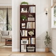 thumbnail image 6 of Homfa 6 Tier Tall Bookshelf and Bookcase, Wooden Bookcase Display Shelf for Living Room Home Office Library Storage, Cherry, 6 of 8