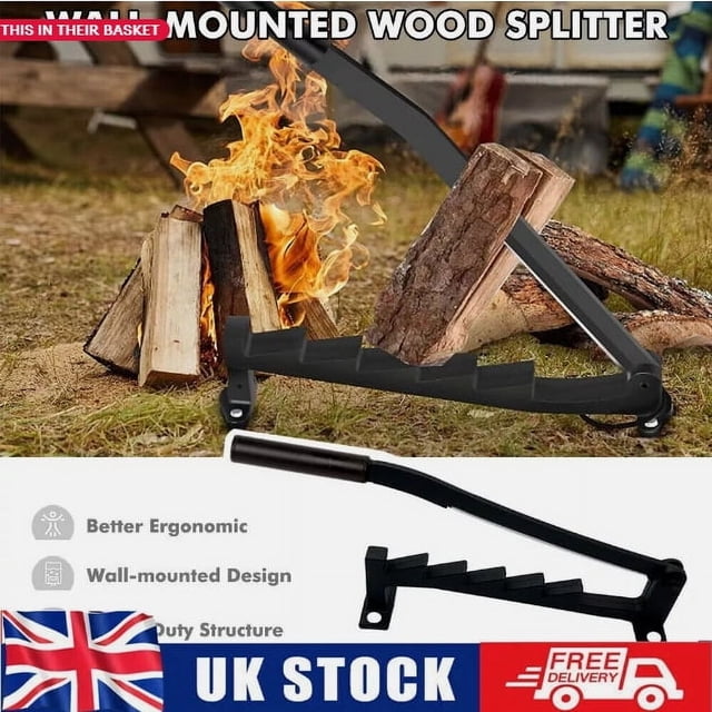 Firewood Splitter For Wall Mount, Manual Kindling Maker With Alternating Fins, Easy Install, Safe Splitting For Indoor Outdoor Use