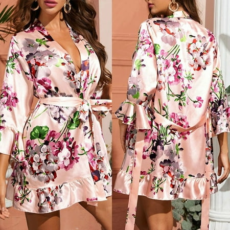 

YUNAFFT Clearance Pajamas For Women Plus Size Fire Sale Sexy Wireless Rimless Pajamas Lace Nightdress Silk Underwear Women Sleepwear