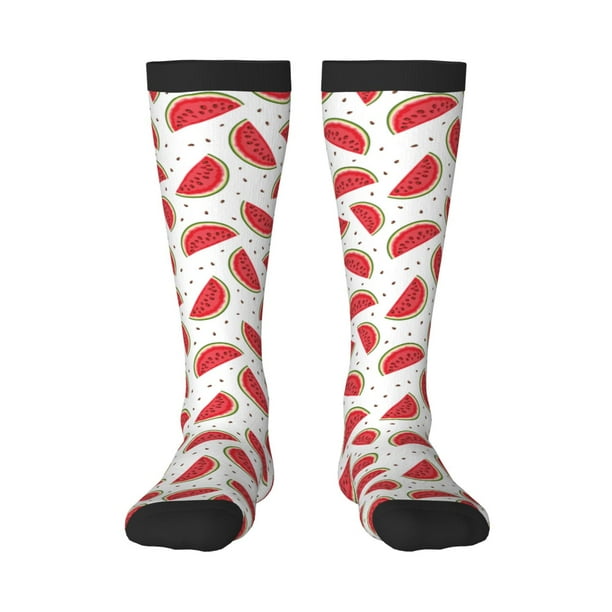 Fotbe Watermelon Calcetas Divertidas Estampadas para Hombre y Mujer, Calcetas de Algodón hasta la Rodilla para Caminar, Correr, Enfermería y Embarazo