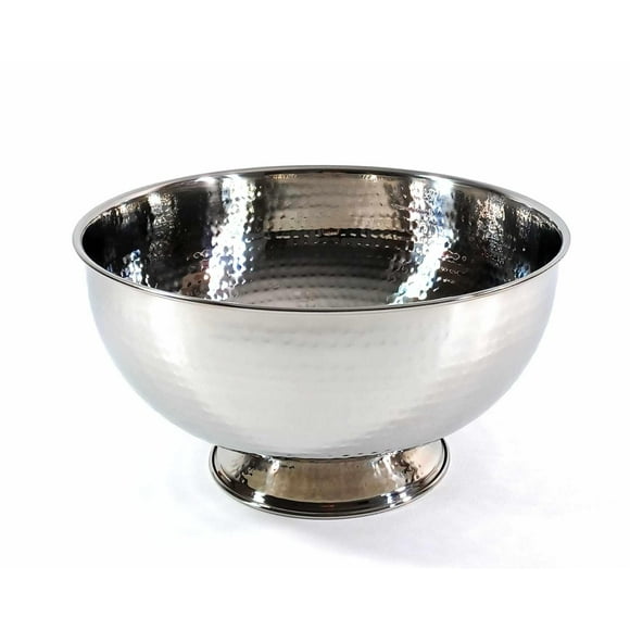 3SCompany Hand-Hammered Stainless Steel Fruit and Punch Bowl - 12" Diameter, 6.5" Tall, Dishwasher Safe - Elegant and Sturdy Serving Solution