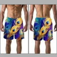 thumbnail image 3 of luoweisi Men's Beach Shorts Quick Dry Swim Trunks with Mesh Lining Peacock Feather S, 3 of 5