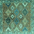 thumbnail image 1 of Ahgly Company Indoor Square Persian Turquoise Blue Traditional Area Rugs, 5' Square, 1 of 4