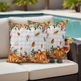 thumbnail image 4 of Orange Yellow Pumpkin Fall Outdoor Waterproof Pillow Covers, Thanksgiving Leaves Grey Plaid Decorative Square Throw Pillowcase Sofa Cushion Sham for Patio/Couch/Chair, 26"x26" 2 Pack, 4 of 8