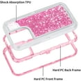 thumbnail image 5 of For Apple iPhone 15 Pro 6.1 inch Dual Layer Protective Shockproof Tough Defender Sparkling Liquid Glitter Heart Case Cover light Pink, 5 of 5