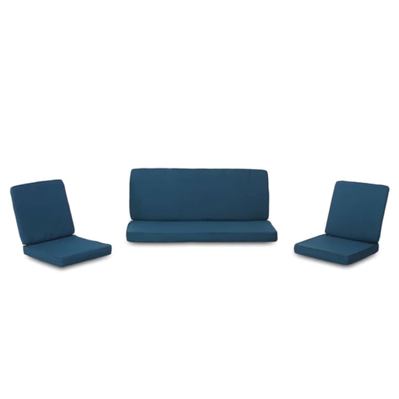 Outdoor Chat Set Cushion Bundle for Club Chairs and Loveseat, Dark Teal Fabric Patio Cushions for Seating Comfort