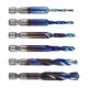 thumbnail image 3 of Juego de 6 brocas combinadas de machos de roscar M3, M4, M5, M6, M8 y M10 con vástago hexagonal recubierto de azul. Largo, 3 of 9