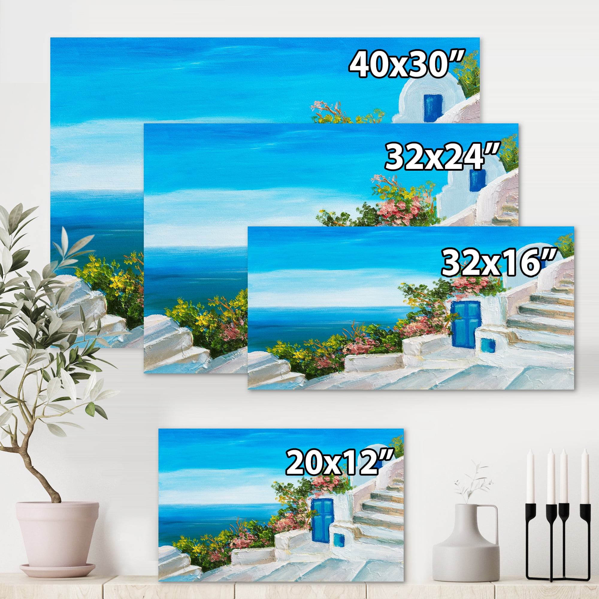 Designart ' House With Colorful Flowers Near The Sea IV ' Nautical & Coastal Canvas Wall Art Print