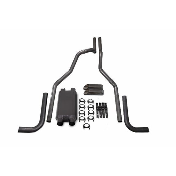 00-06 Chevy GMC 2500 2.5" Dual Exhaust Dual inlet 2 Chamber Slash Tip Side Exit