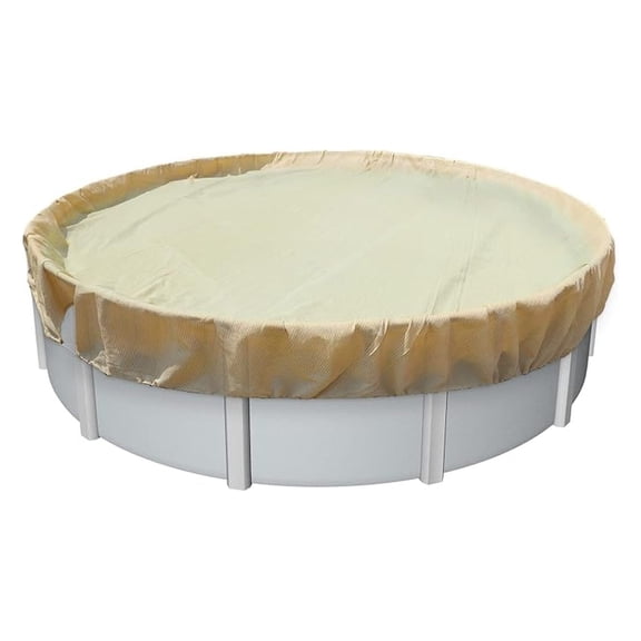 22' Round Pool Cover for 18' Above Ground Pools Winter Aboveground Round Swimming Pool Cover Safety Protection Tarp Heavy Duty, Beige