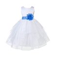 thumbnail image 2 of Ekidsbridal Girl Pageant Flower Girl Dress - White Tiered Organza with Bow Sash 4613T-A (Size: S-12), 2 of 3