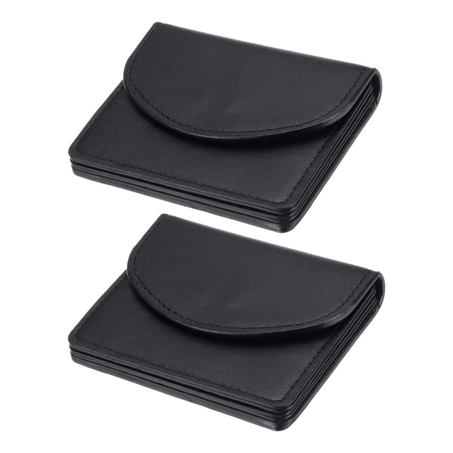 Estuche para tarjetas de visita de PU de Uxcell, 2 piezas, billetera para tarjetas de nombre, negro