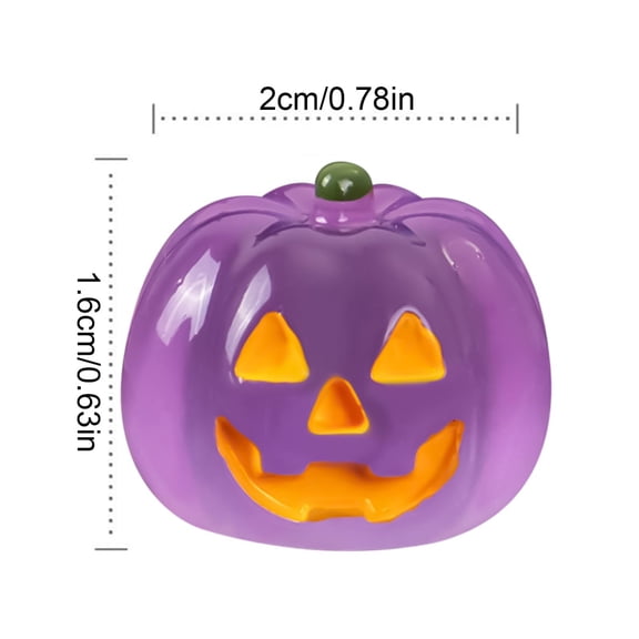 Clearance Sale | Glow-in-the-Dark Resin Pumpkin Figurine for Halloween Fall Decor, Miniature Artificial Pumpkin for Home Cake Decoration and Festive Display, Purple