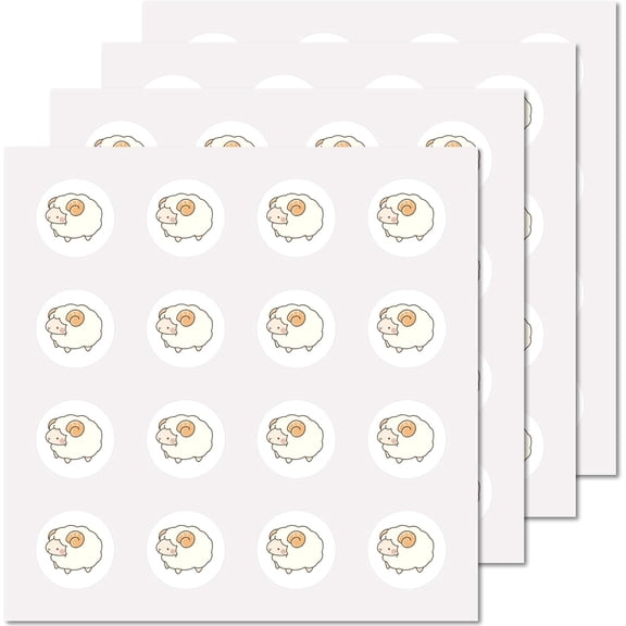 128Pcs Sheep Planner Stickers Lamb Helmet Sticker Decals Self-Adhesive Waterproof Sticker Round Dot Cartoon Decal Bulk Stickers for DIY Scrapbooking Calendar Water Bottles Laptop Diary 2.5cm