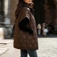thumbnail image 6 of Vdgthytj Puffer Vest Women Full Zip Stand Collar Diamond Quilted Mid-Length Short Sleeve Gilet Winter Warm Casual Outerwear with Pockets(X-Large,Coffee), 6 of 7