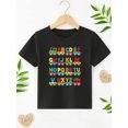thumbnail image 2 of Boys Casual Comfy Summer Short Sleeve Crew Neck T-shirt - Colorful Alphabet Letters Pattern Trendy Summer Gift, 2 of 6