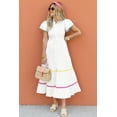 thumbnail image 2 of Women's White Colorblock Maxi Dress with Rickrack Trim, 2 of 12