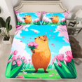thumbnail image 2 of Homewish Pink Cherry Blossom Bed Sheets,Cute Capybara King Sheets,Kawaii Tulip Flower Sheet Set For Girls Kids,Microfiber Bedroom Decor,4pcs, 2 of 7
