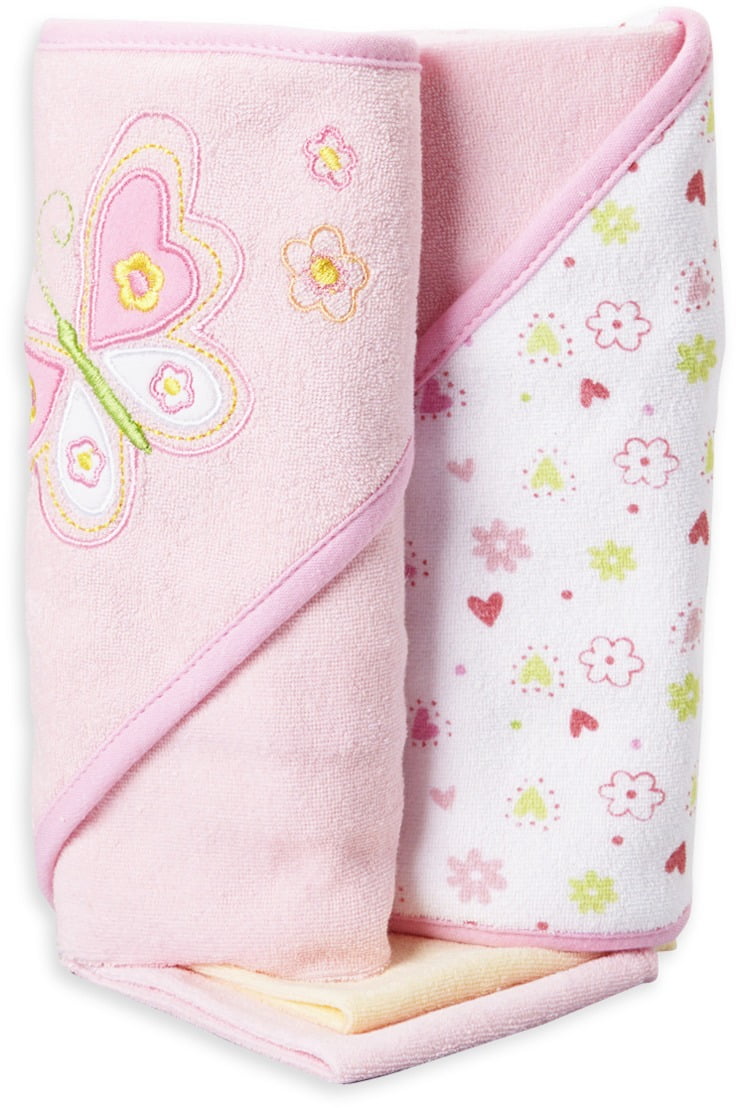 Baby Embroidered Duck Hooded Bath Wrap Towel 30” & Washcloth Set 9” Green NIP 
