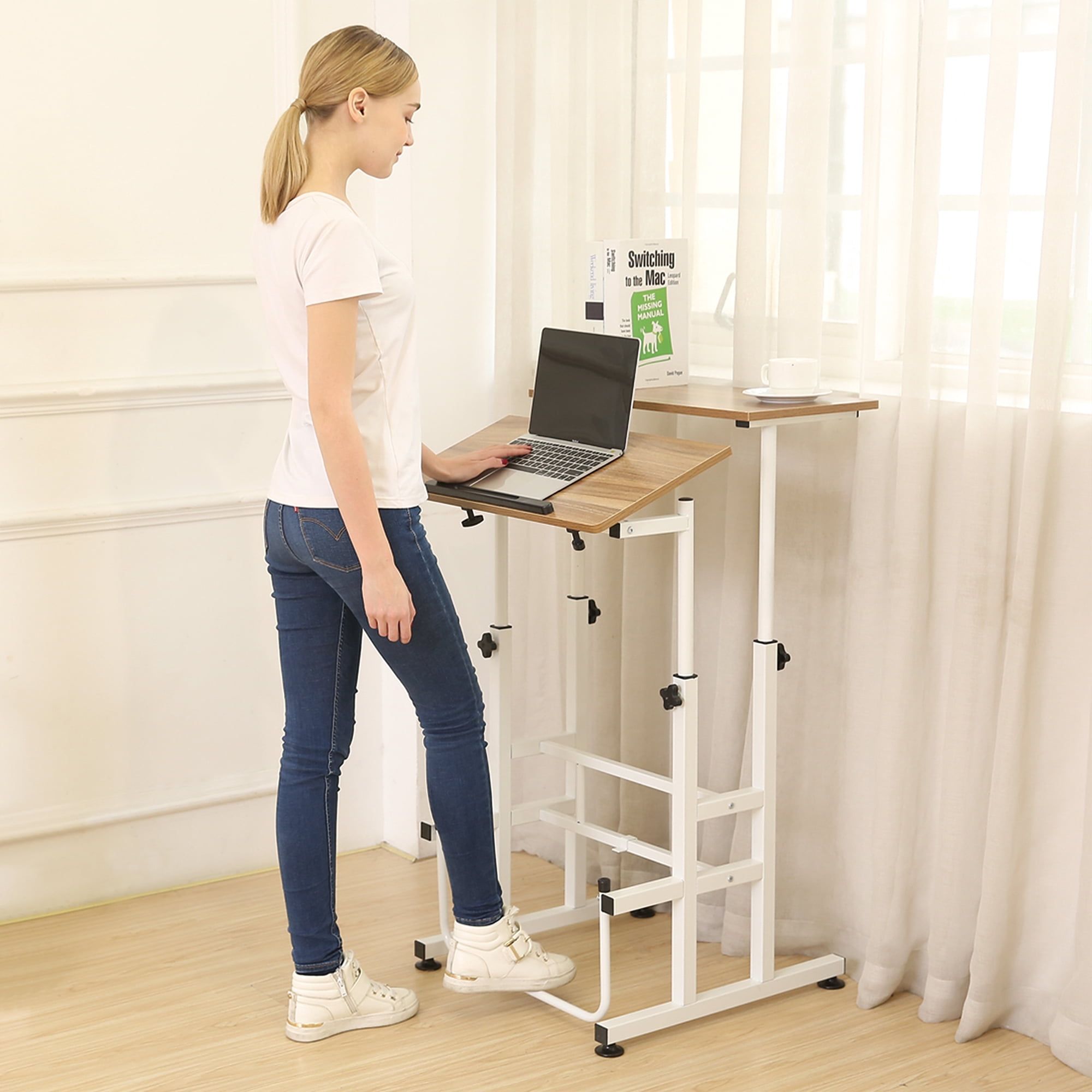SDADI L101XWFDT Adjustable Height Mobile Standing Office Computer Desk