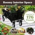 thumbnail image 3 of Wakeman Outdoors Collapsible Portable Wagon on Wheels - Grocery, Beach, or Garden Cart, Black, 3 of 14