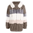 thumbnail image 4 of Gibobby Chamarras para mujer, Chamarra de forro polar Sherpa para mujer, holgada, de manga larga(Caqui,G), 4 of 5