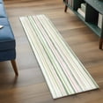 thumbnail image 4 of 2x6 Kitchen Runner Rug, Green Pink Stripes Non-Skid Rubber Backing Large Rectangle Rugs - Living Room Bedroom Home Office, Gradient Geometric Smear Art Paint Indoor Floor Mat Carpets Washable Rug, 4 of 9