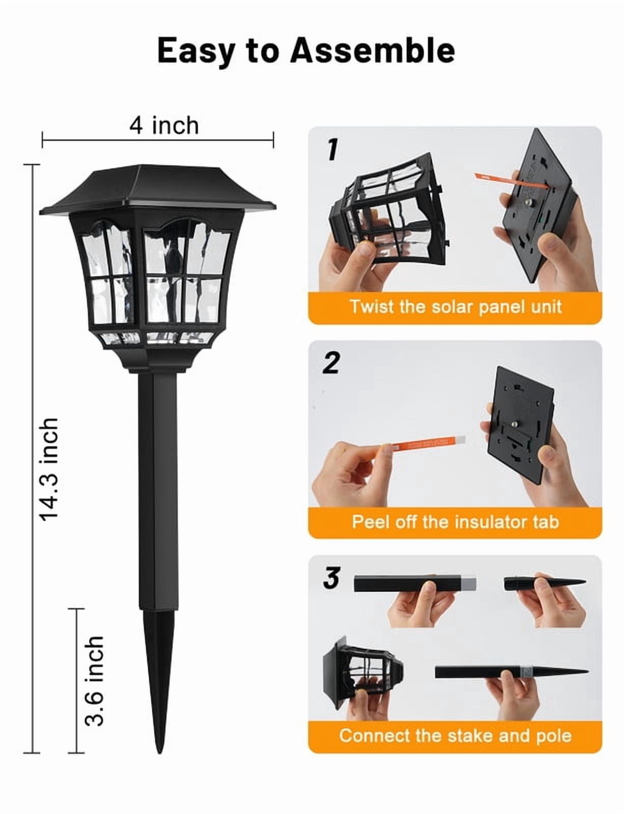YULINKCO Solar Landscape Lights 8 Pack Waterproof Outdoor Pathway Light 3000K Warm White LED Solar Lawn Light Decor for Garden Patio Yard Driveway