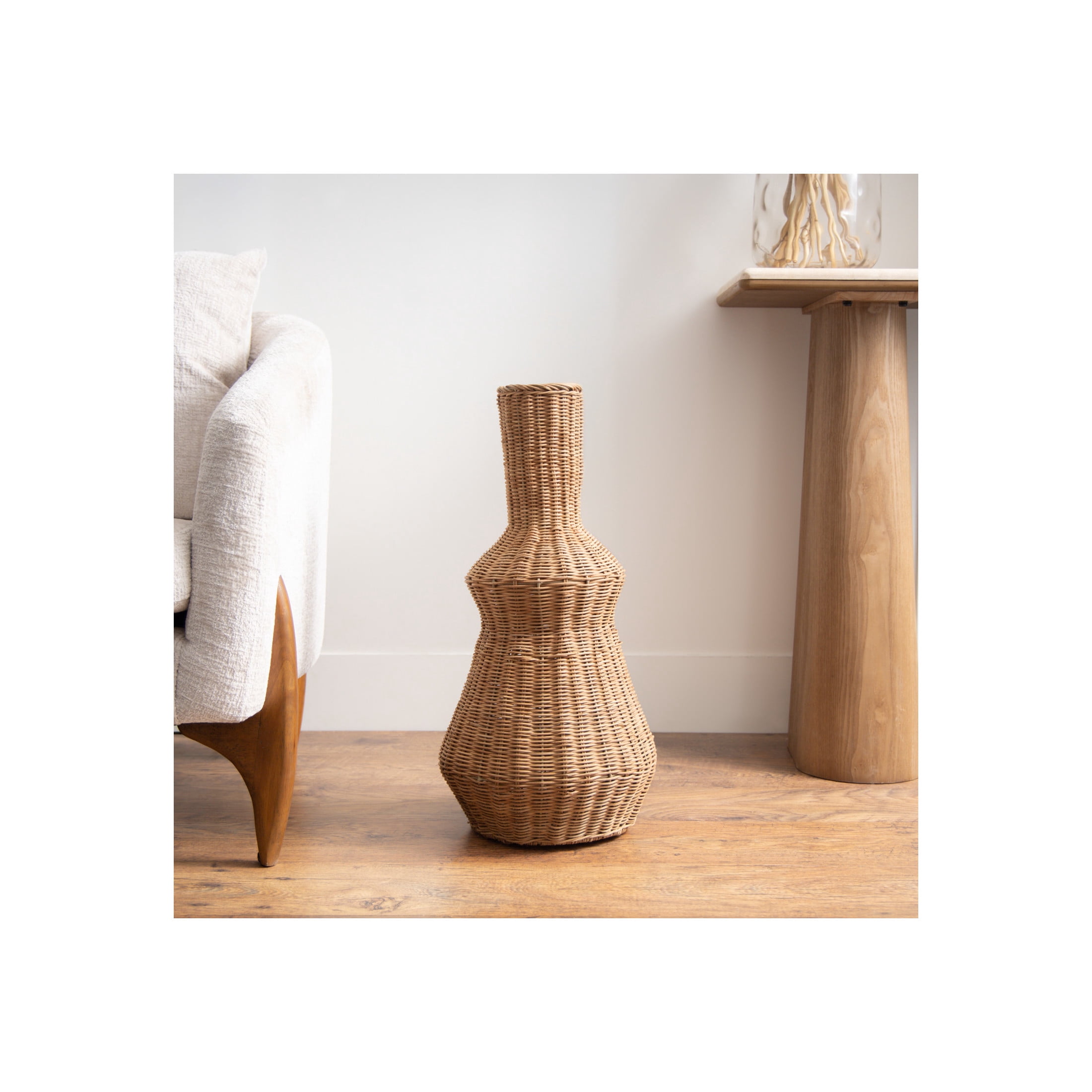 DecMode 24" Handmade Wrapped Brown Seagrass Vase