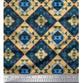 thumbnail image 1 of Soimoi Orange Rayon Fabric Check & Geometric Print Sewing Fabric Yard 56 Inch Wide, 1 of 5