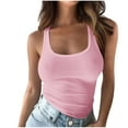 thumbnail image 2 of Bovemsi Plus Size Going Out Tops for Women Ribbed Tank Tops Sleeveless Slim Shirts Solid Color Undershirt, Pink Women's Summer Tank Tops, 5XL, 2 of 6