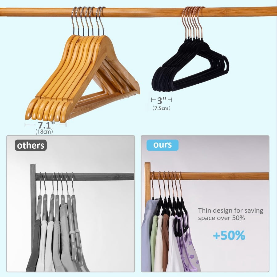 Tonswachic Baby Velvet Hangers 30 Pack - 11 Inch Premium Felt Non Slip Kids Hanger for Infant & Toddler Clothes - 0.2" Slim Space-Saving Baby Felt Hangers for Children's Closet with 10 Clips - Beige