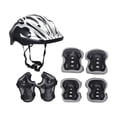 thumbnail image 1 of Casco de bicicleta para niños con muñequeras, casco de patinaje portátil con coderas para Plata Negro, 1 of 8