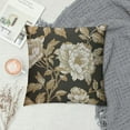 thumbnail image 2 of Nawypu  Peonies and Roses Throw Pillow Cover Gold and White Flower Leaves Foliage Berries Oriental Style Luxury Bloom Pillow Case Decorative Men Women Boy Girl Room Cover for Couch, 2 of 5