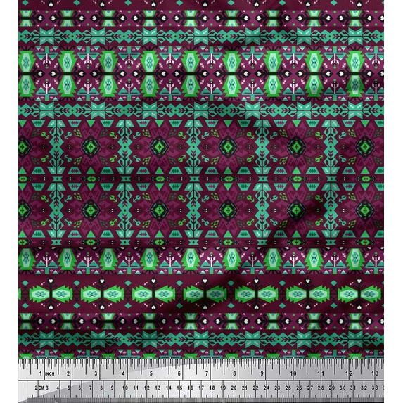 Soimoi Moss Georgette Fabric Aztec Southwestern Print Fabric by Yard 42 Inch Wide