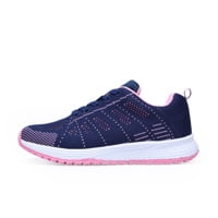 Chaussures Casual Walking Mesh Flat Shoe Unisex Solid Color Casual Confortable Léger Femmes Hommes Dentelle Up Athletic Sneakers Running Fitness Blue Pink Taille 44