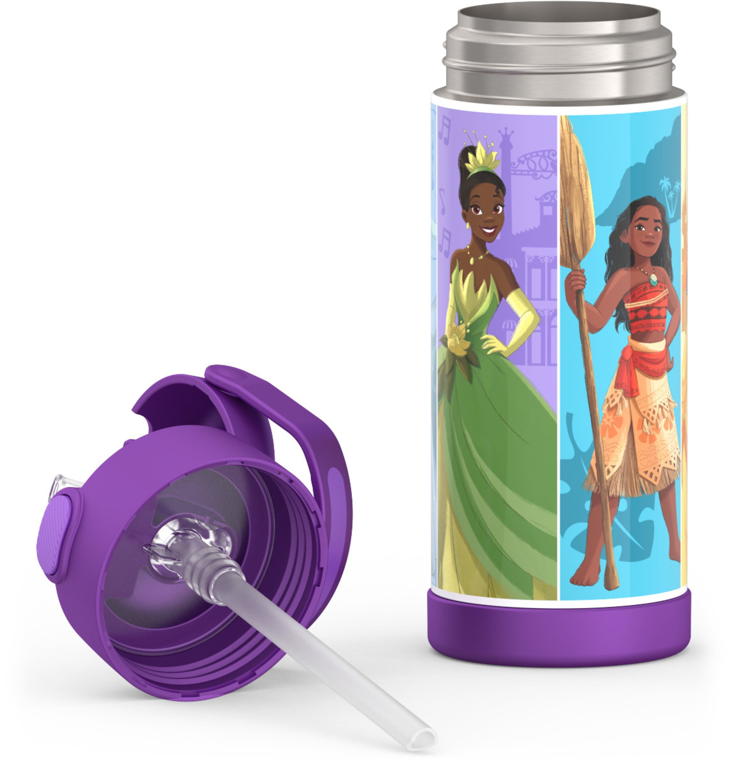 Thermos Kids Stainless Steel Funtainer Water Bottle with Straw, Dishwasher Safe, Leak Proof, Princess, 14oz