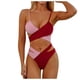 thumbnail image 1 of Gibobby Conjunto de Traje de Baño para Mujer Conjunto de baño con sujetador acolchado, ropa de playa para mujer, traje de baño, Bikini con realce, conjun(Vino,CH), 1 of 5