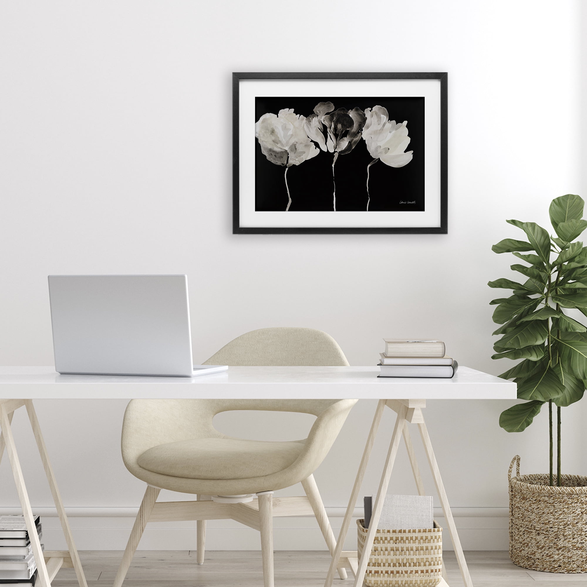 Stupell Industries Trio In Light On Black Black Framed Print Under Glass, design by Lanie Loreth