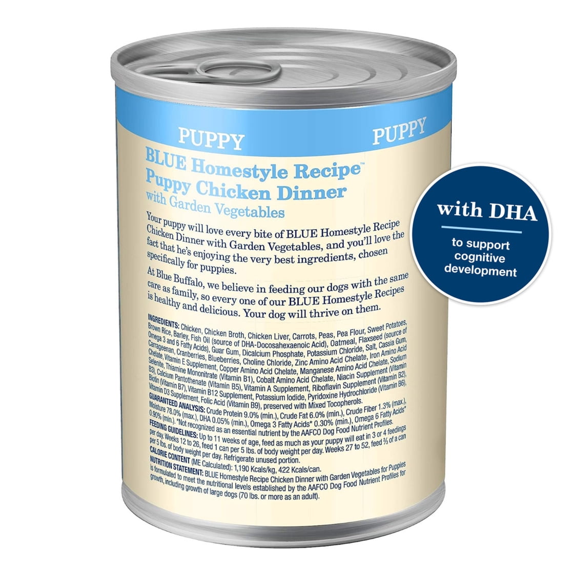 Blue Buffalo Homestyle Recipe Chicken Pate Wet Dog Food for Puppies, Whole Grain, 12.5 oz. Can