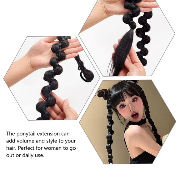 FELTECHELECTR Reusable Black Synthetic Braided Ponytail Hair Extension for Hair Styling