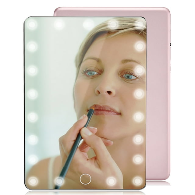 Makeup Mirror Rechargeable Lighted Vanity Mirror Cosmetic Mirror with Pouch