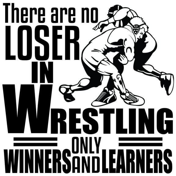 Wrestling Wall Art Quotes Decal | There Are No Loser In Wrestling Only Winners And Learners - 20" x 20" DIY Stick And Peel Home Wall Vinyl Decor Bedroom Living Room Art Decoration Sticker