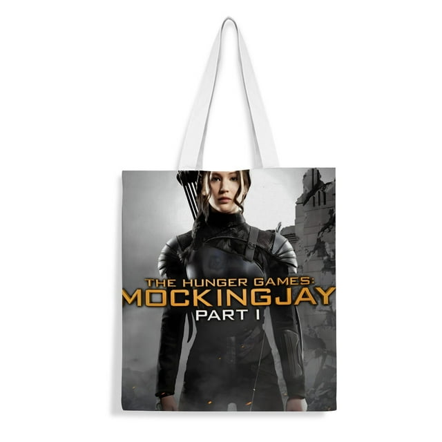 The Hunger Games Bolso de tela con estampado de lienzo para mujer, bolsa de compras reutilizable y estética, con cremallera interior, regalo para mujer,40*45cm.