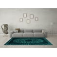 thumbnail image 3 of Ahgly Company Machine Washable Indoor Rectangle Abstract Turquoise Blue Modern Area Rugs, 5' x 7', 3 of 4
