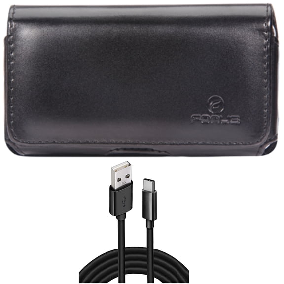 Case Belt Clip w 10ft USB Cable for Samsung Galaxy S20 - Leather Swivel Holster Loops Cover, Type-C Charger Cord Power Wire USB-C P9G fits Samsung Galaxy S20