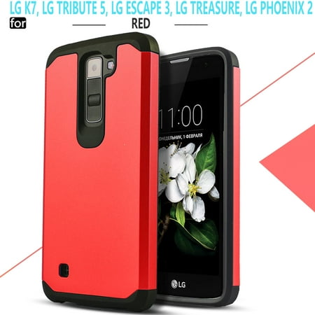 LG K7 Case, With [Premium Screen Protector Included], STARSHOP Drop Protection Dual Layers Phone Cover - Red