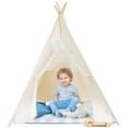 thumbnail image 3 of Topbuy Kids Lace Teepee Play Tent Foldable for Indoor & Outdoor Beige, 3 of 5