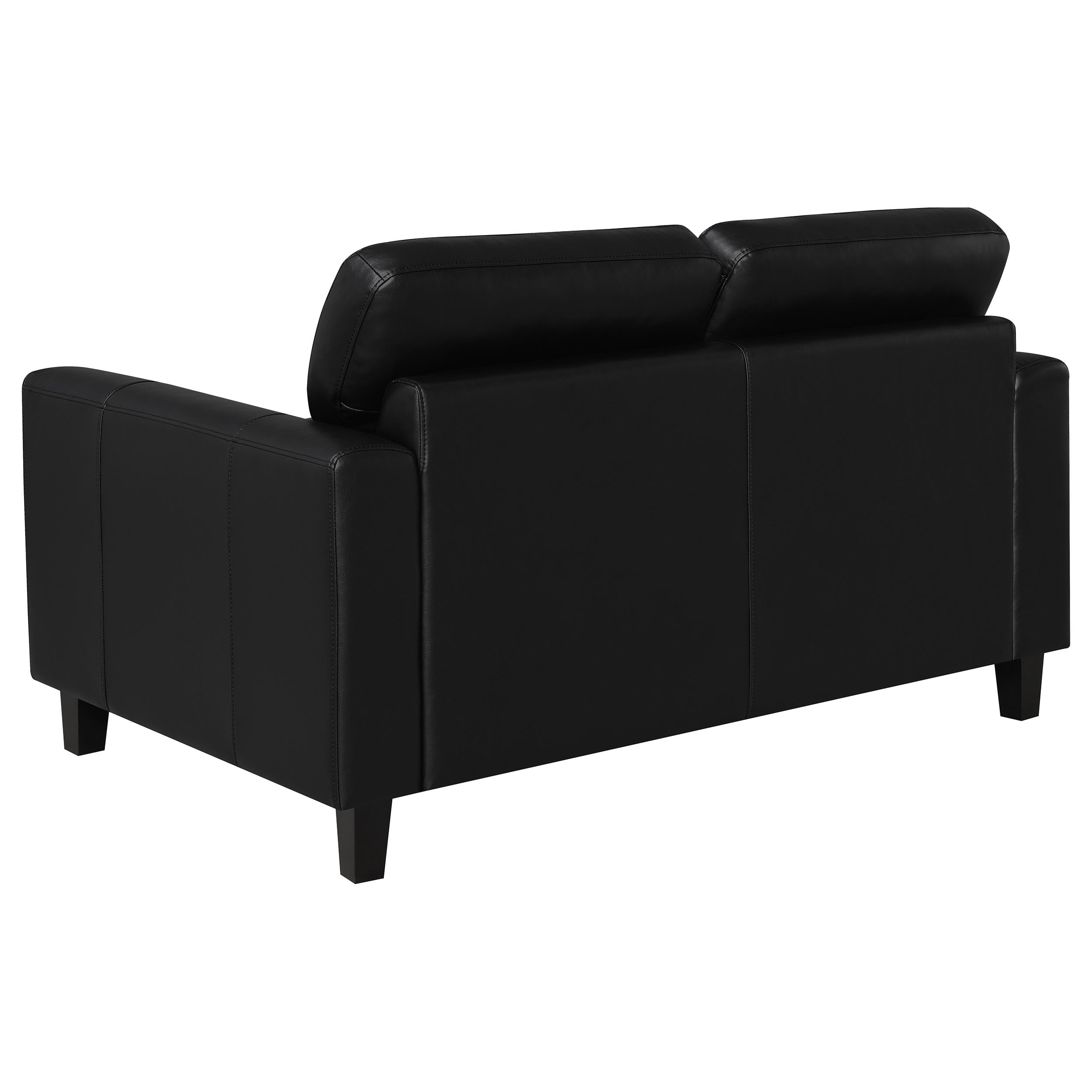 Coaster Scotland Faux Leather Upholstered Track Arm Loveseat in Black